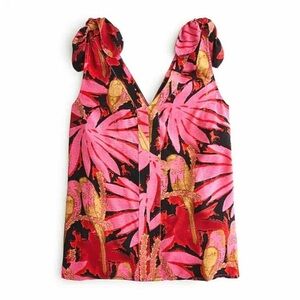 J. Crew Bruna tie shoulder top in Antigua leaves, XXS